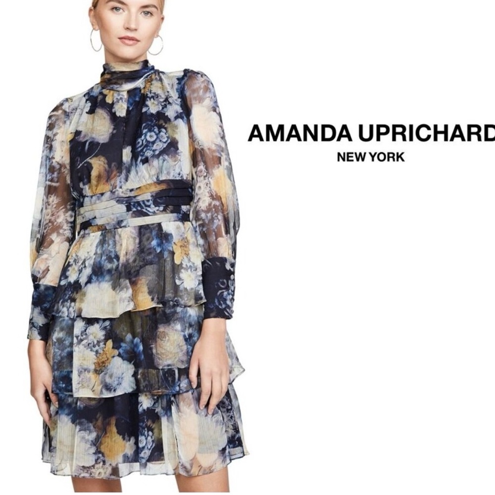 Amanda Uprichard Tiered Samira Blue Midnight Dream Dress